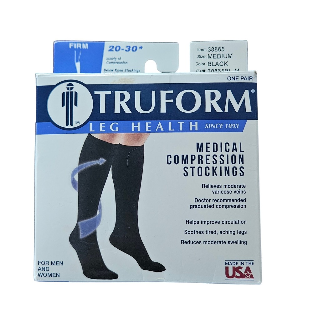 Truform 38865 Medical Compression Stockings 20-30 mmHg Firm Black Medium Unisex - Picture 5 of 6